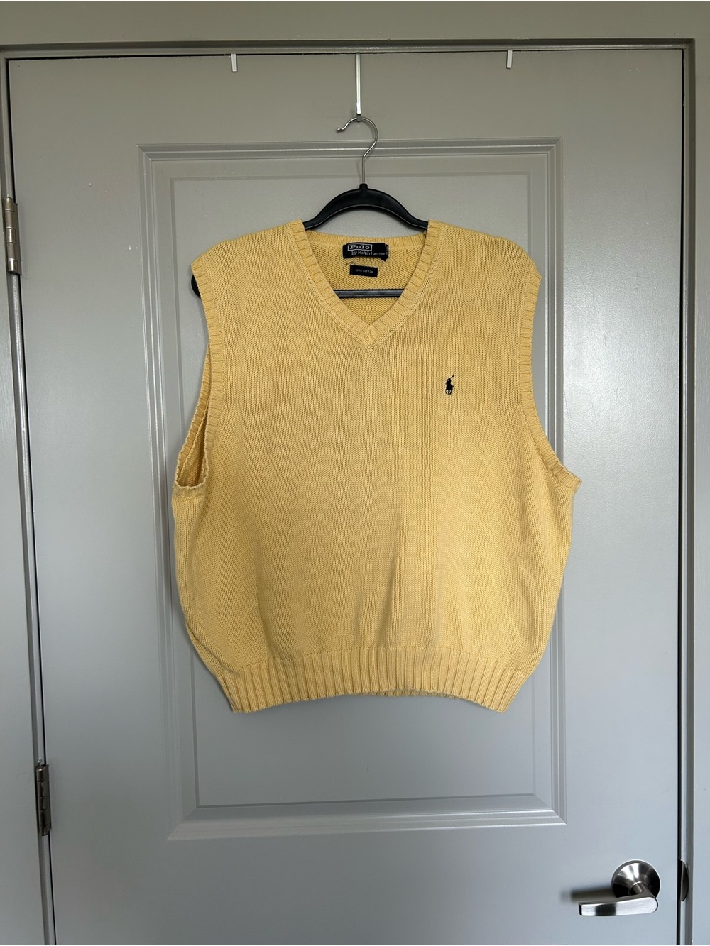 Polo by Ralph Lauren Pale Yellow V-Neck Cotton Sweater Vest